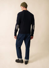 Load image into Gallery viewer, Model wearing Saint James - Cardigan Zip Equip in Navy - back.