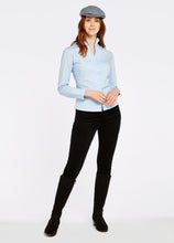 Load image into Gallery viewer, Model wearing Dubarry Snowdrop Long Sleeve Button Down in Pale Blue.