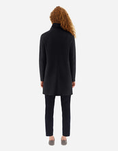 Load image into Gallery viewer, Model wearing Herno Women's Act First Scuba Snap Front Jacket in Black - back.
