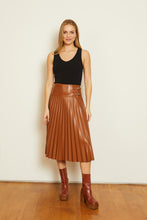 Load image into Gallery viewer, Model wearing Caballero - Hendrix Tabacco Vegan Leather Skirt.