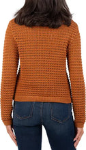 Load image into Gallery viewer, Model wearing Kut from the Kloth - Cosmo Scoop Neck Crochet Sweater in Cinnamon - back.