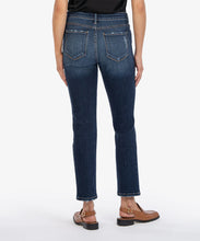 Load image into Gallery viewer, Model wearing KUT From The Kloth Reese High Rise FAB AB Ankle Straight Reg Hem Jean KP1610MB3 in Enchantment - back.