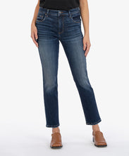 Load image into Gallery viewer, Model wearing KUT From The Kloth Reese High Rise FAB AB Ankle Straight Reg Hem Jean KP1610MB3 in Enchantment.