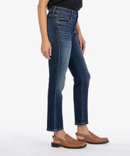 Load image into Gallery viewer, Model wearing KUT From The Kloth Reese High Rise FAB AB Ankle Straight Reg Hem Jean KP1610MB3 in Enchantment.