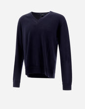 Load image into Gallery viewer, Herno Men's Wool V-Neck LS Sweater in Blue.