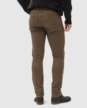 Load image into Gallery viewer, Model wearing Rodd & Gunn - Motion Melange Straight Fit Jean in Nutmeg - back.