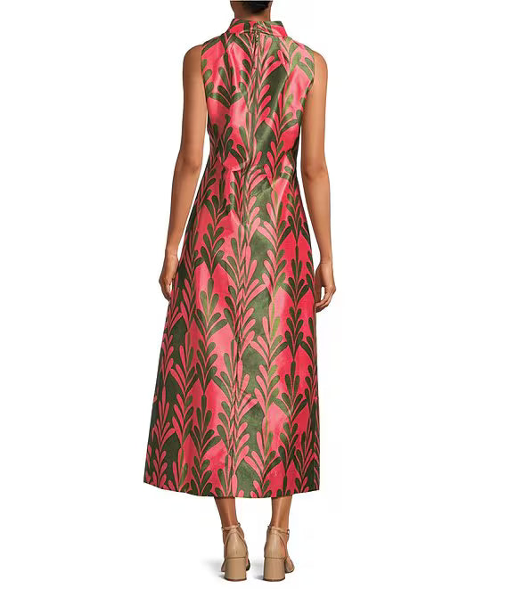 Model wearing Frances Valentine - Carlyle Maxi Dress in Watermelon - back.