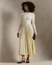 Load image into Gallery viewer, Model wearing Polo Ralph Lauren - Sweater-Bodice LS Dress in Authentic Cream.