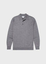 Load image into Gallery viewer, Sunspel - Fine Merino Wool LS Polo Shirt in Grey.