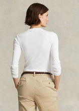 Load image into Gallery viewer, Model wearing Polo Ralph Lauren - L/S Ribbed Cotton Tee in White - back.