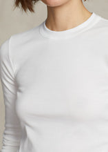Load image into Gallery viewer, Model wearing Polo Ralph Lauren - L/S Ribbed Cotton Tee in White.