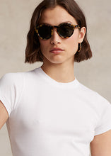 Load image into Gallery viewer, Model wearing Polo Ralph Lauren - Ribbed Cotton Tee in White..
