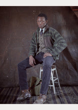 Load image into Gallery viewer, Model wearing RRL - Plaid Fleece Jacket in Green Plaid.