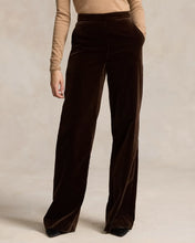 Load image into Gallery viewer, Model wearing Polo Ralph Lauren - Stretch-Cotton Velvet Wide-Leg Pant in Circuit Brown.