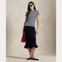 Load image into Gallery viewer, Model wearing Polo Ralph Lauren - Flared Knit Skirt in Hunter Navy.