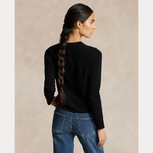 Load image into Gallery viewer, Model wearing Polo Ralph Lauren - Cashmere Crewneck Sweater in Black - back.
