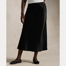 Load image into Gallery viewer, Model wearing Polo Ralph Lauren - Satin Skirt in Black.