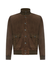 Load image into Gallery viewer, Valstar Suede Bomber Jacket in Muschio.