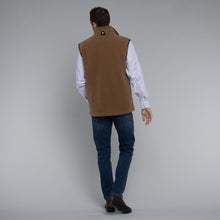 Load image into Gallery viewer, Model wearing Schoffel Men Oakham Fleece Gilet Bark back.