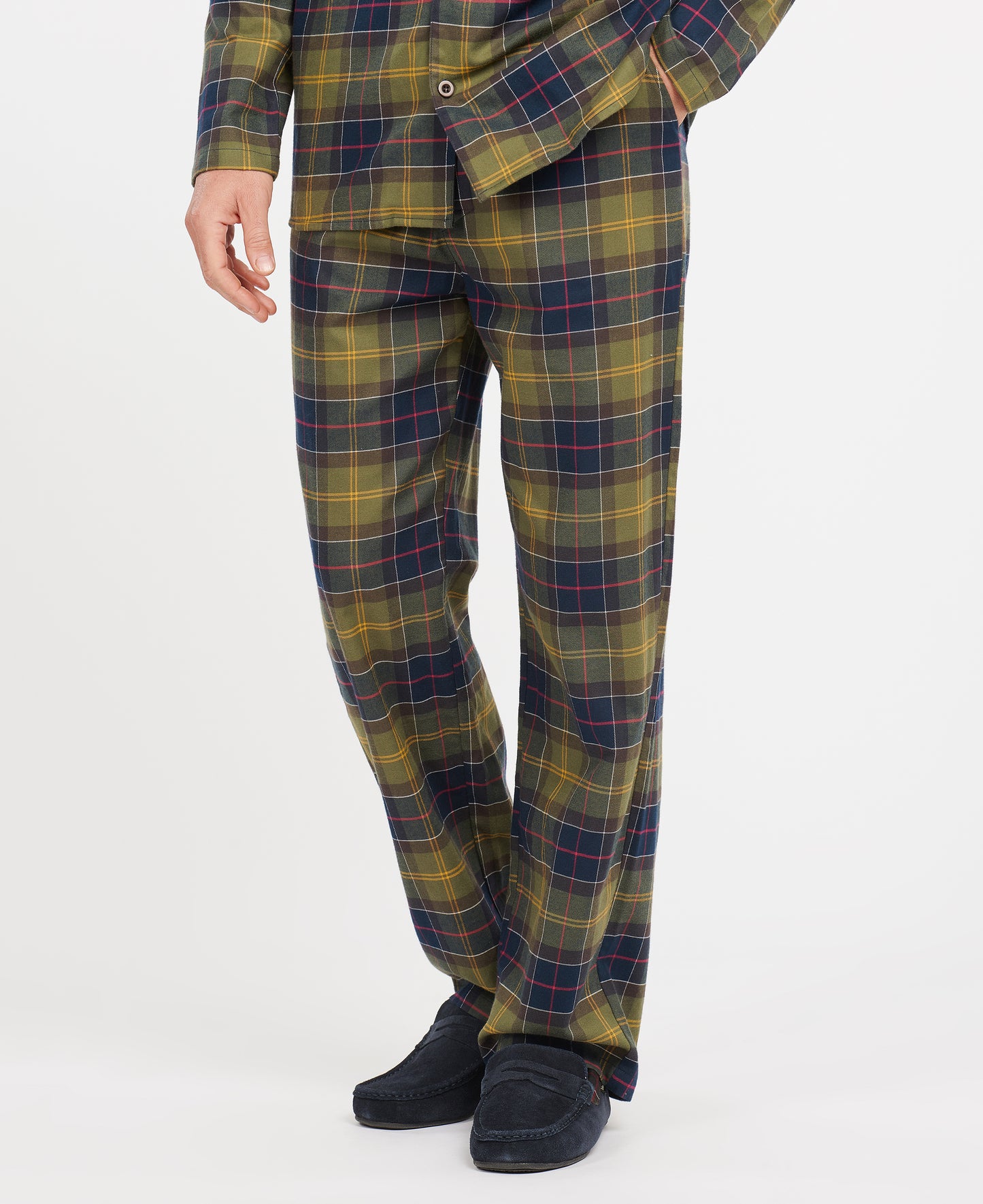 Model wearing Barbour Laight PJ Set in Classic Tartan.