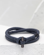 Load image into Gallery viewer, Pig & Hen Tiny Ted slate gray with black buckle bracelet.