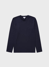 Load image into Gallery viewer, Sunspel - Riviera LS Crew Neck Supima Cotton T-shirt in Navy.