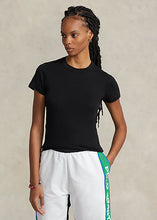 Load image into Gallery viewer, Model wearing Polo Ralph Lauren - Ribbed Cotton Tee in Black.