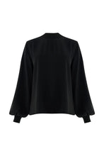 Load image into Gallery viewer, Exquise - Joelle Black Long Sleeve High Neck Blouse
