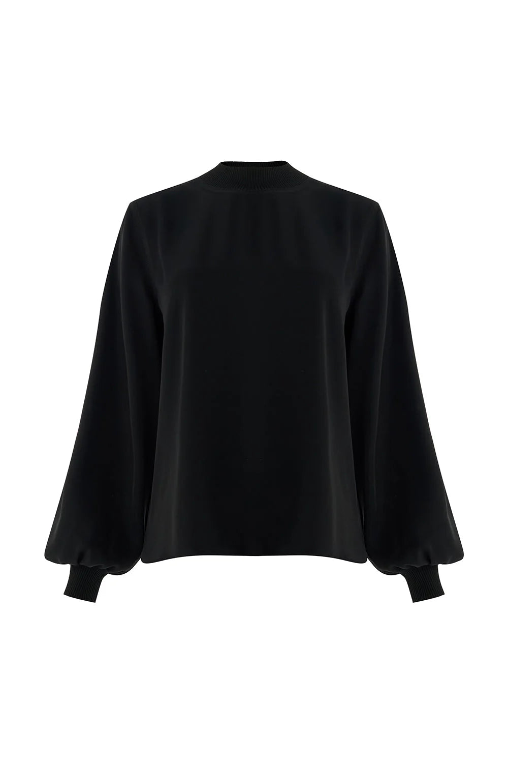Exquise - Joelle Black Long Sleeve High Neck Blouse