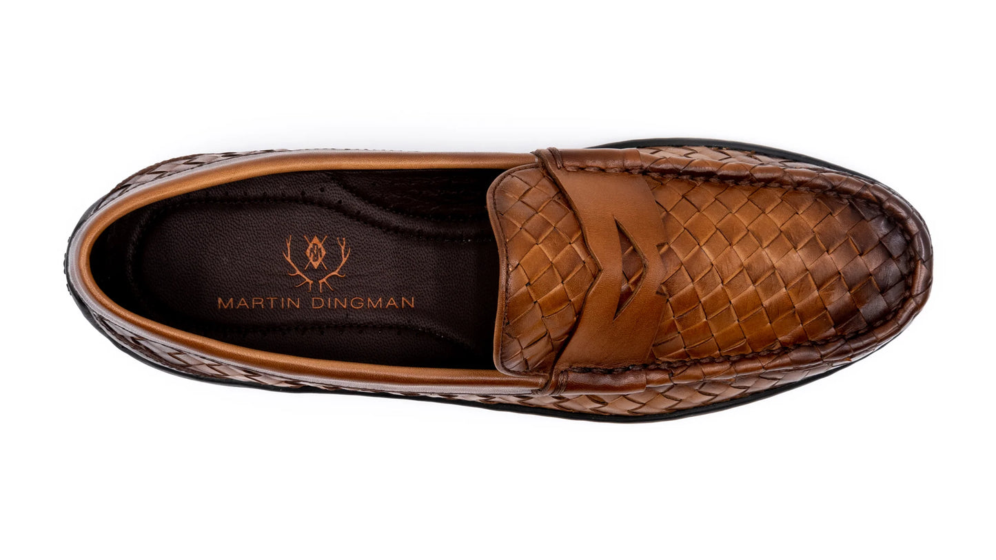 Martin Dingman - Jameson Hand Finished Calf Skin Leather Penny Loafer in Pecan.
