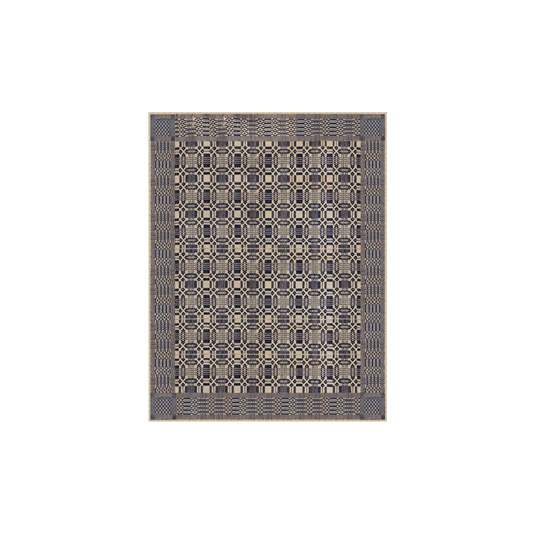 RRL Wool/Cotton Area Rug in Navy/Cream.