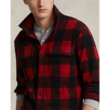 Load image into Gallery viewer, Model wearing POLO Ralph Lauren - L/S Knit Flannel Sportshirt - Plaid in Red/Polo Black.
