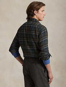 Model wearing POLO Ralph Lauren - LS Brushed Flannel Sport Shirt w/ Estate Collar - Plaid - back