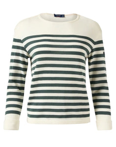 Saint James - Ecrins Striped Sweater in Ecume/Vegetal.