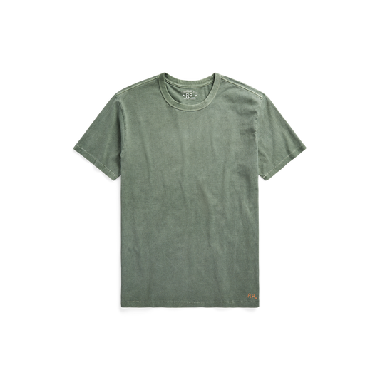 RRL - S/S Garment-Dyed Crewneck T-Shirt in Forest Green.
