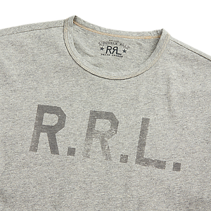 RRL - S/S Cotton Jersey Knit "R.R.L." Graphic T-Shirt in Heather Grey.