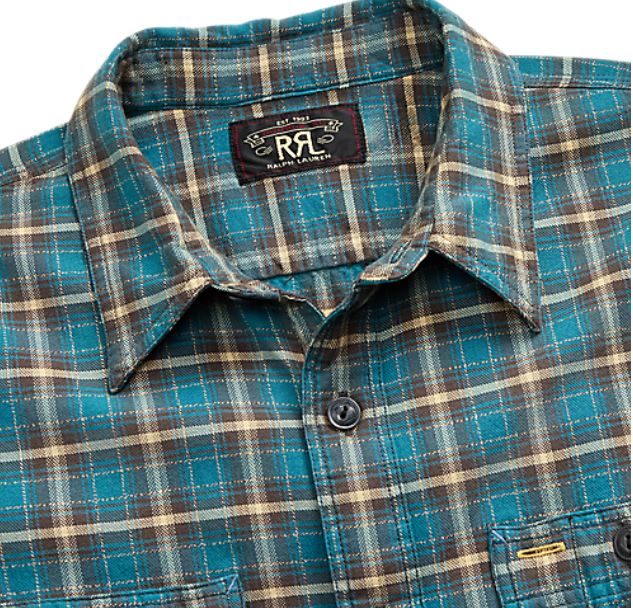 RRL - LS Cotton Plaid Cameron Sport Shirt - close up