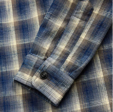 Load image into Gallery viewer, RRL - LS Cotton Plainweave Plaid Jasper Workshirt - close up sleeve
