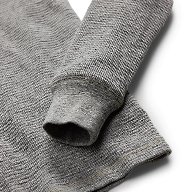 RRL - LS Cotton Waffle Knit Henley T-Shirt - close up on sleeve