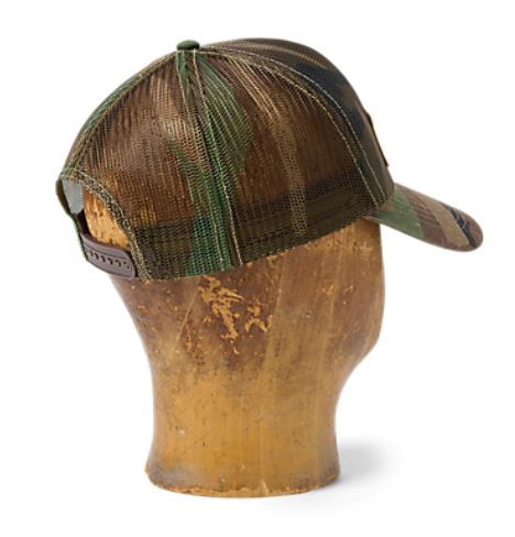 RRL- Cotton Camo Printed "Double RL" Logo Trucker Hat w/ Mesh Back Panels - back