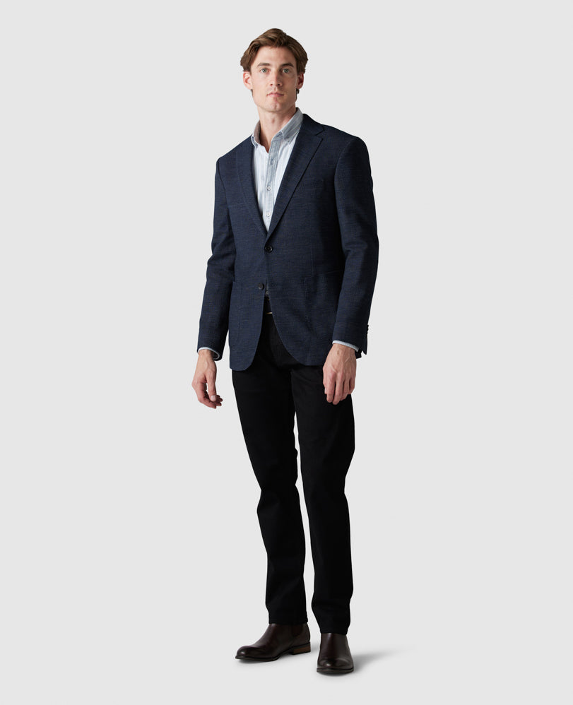 Model wearing Rodd & Gunn - Haldon Jacket in Midnight.