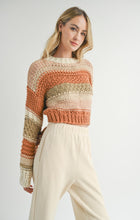 Load image into Gallery viewer, Model wearing Sadie &amp; Sage - Butter Pecan Chunky Sweater Brick Multi.
