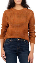 Load image into Gallery viewer, Model wearing Kut from the Kloth - Cosmo Scoop Neck Crochet Sweater in Cinnamon.
