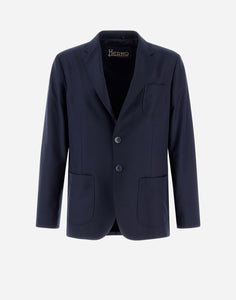 Herno Men's Single Breasted Blazer in Blue Navy.