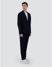 Load image into Gallery viewer, Model wearing Herno Men&#39;s Single Breasted Blazer in Blue Navy.
