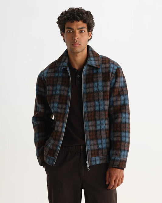 Wax London - Heath Blue And Brown Check Mohair Jacket