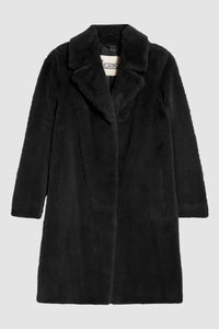 Herno Women's Soft Faux Fur Long Coat in Black.