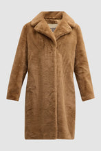 Load image into Gallery viewer, Herno Women&#39;s Soft Faux Fur Long Coat in Camel.
