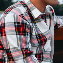 Load image into Gallery viewer, Model wearing Amundsen - Skauen Field Shirt in chequered red.
