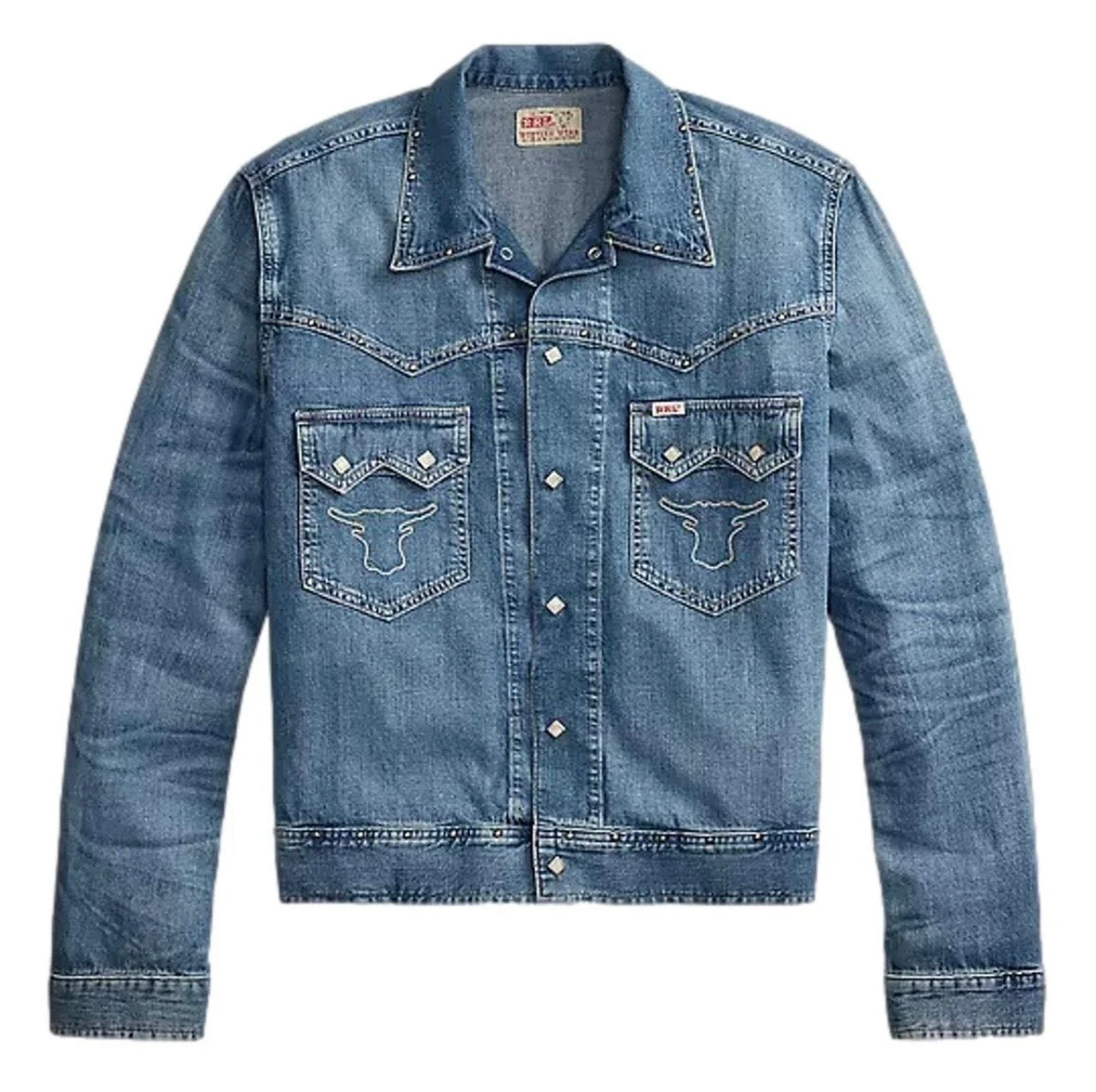 RRL - Denim Shirt with Bull Head Pocket Details